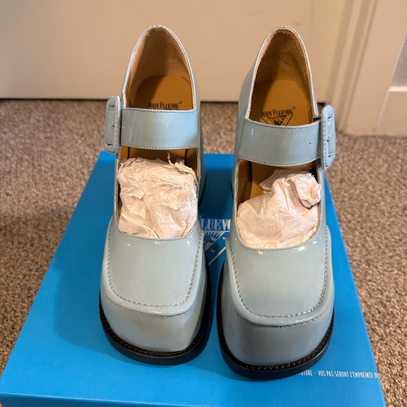 John Fluevog Laurie Platform Marie Jane in Blue - Picture 3 of 9